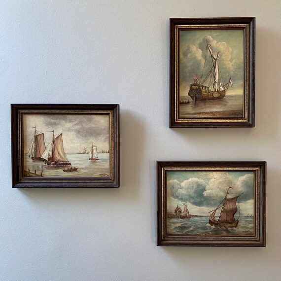 Original Painting Dutch Sailing Ship by Elisabeth Voigt Mini