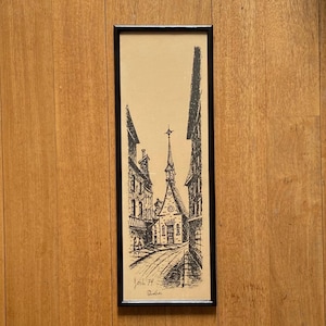 Print Black and White, Old Quebec City, Vintage Print, 1970s, Ready to Hang, Eglise 1688 Church Notre Dame des Victoires Quebec Canada
