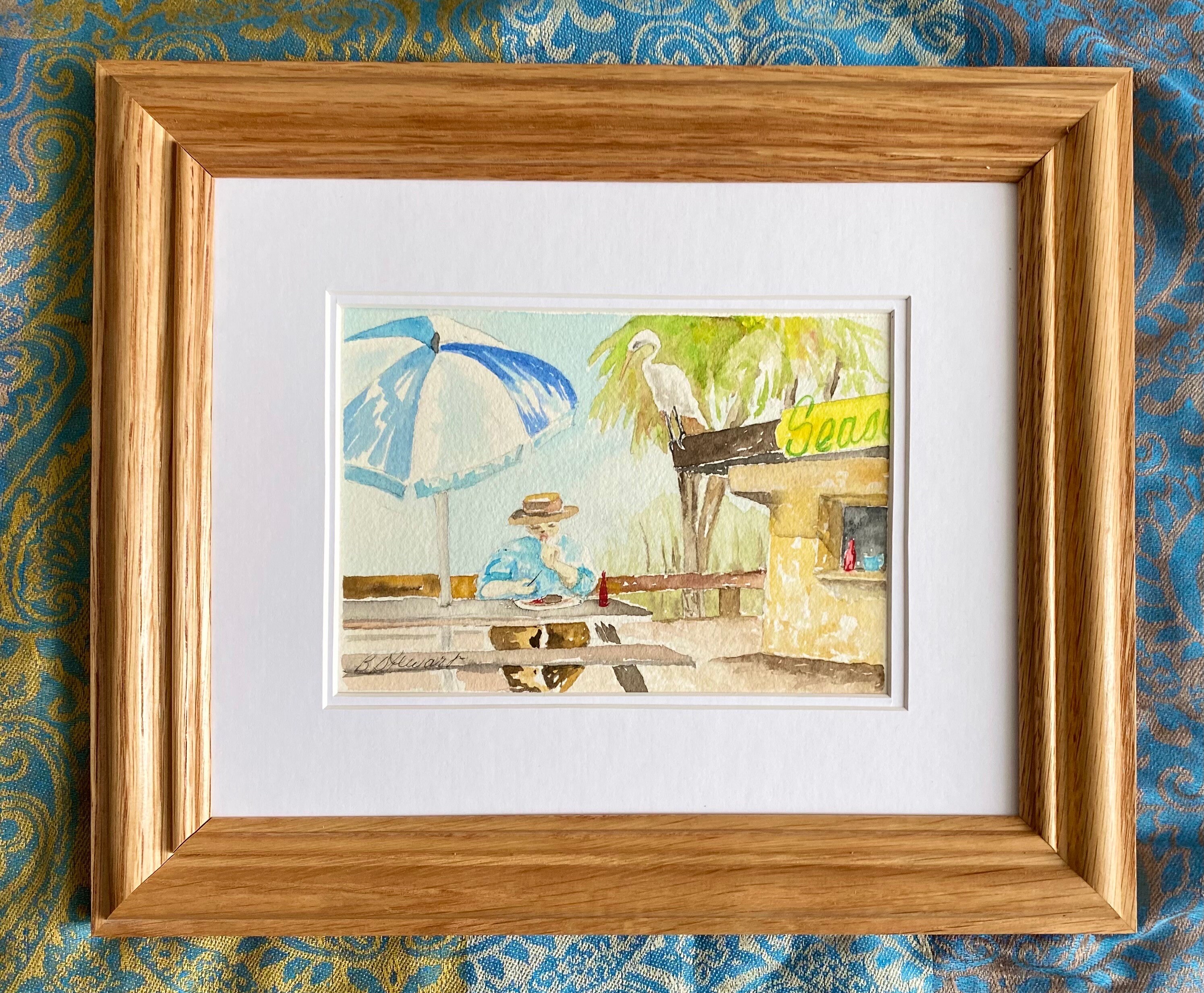 Original Watercolor Painting, Summer Beach House Decor, Ready to Hang, Small Art 10 x 12, Cottage core, Vintage Art, Tropical Birds