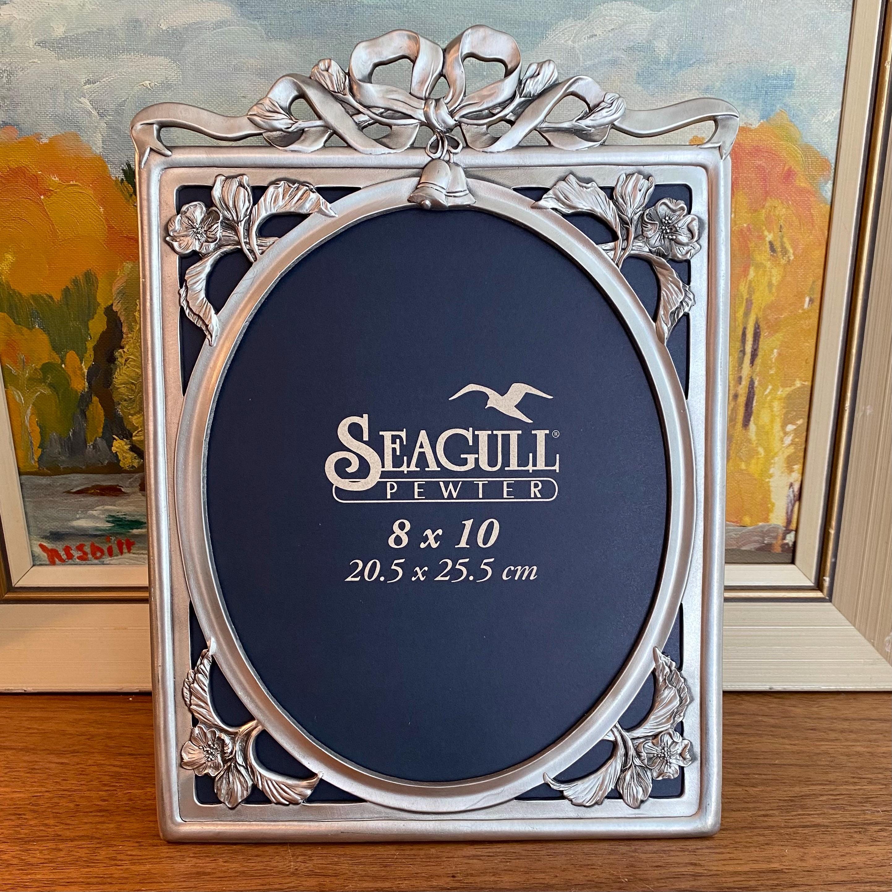 Vintage Pewter Picture Frame, Seagull Fine Pewter, Elegant Floral