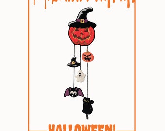 HalloweenWallHangingDecor,Bat,pumpking,ghost,witch Hat and Cat Wall Hanging Decor,Halloween Decoration,Halloween Decoration,HalloweenWallArt