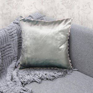 Luxury Velvet Pillow with Piping, Velvet Throw Pillow Cover, Zipper Velvet Cushion Cover,Shinny grey cover, gift for mom, home design