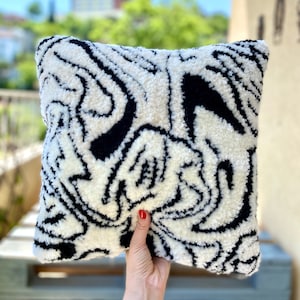 Black Pillow,  Punch needle Pillow,Fruit Pillow Cosy Decorative Embroidered CushionCover,Aesthetic Pillow,Handmade Pillow,Colorfu Rug