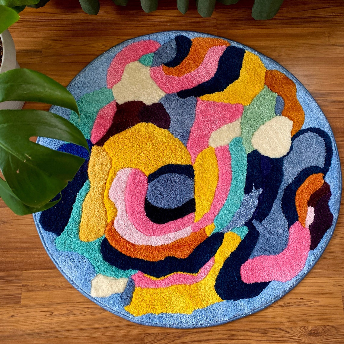 Joy of Harmony Rug, Handmade Colorful Rug, Modern Circle Rug, Tufted
