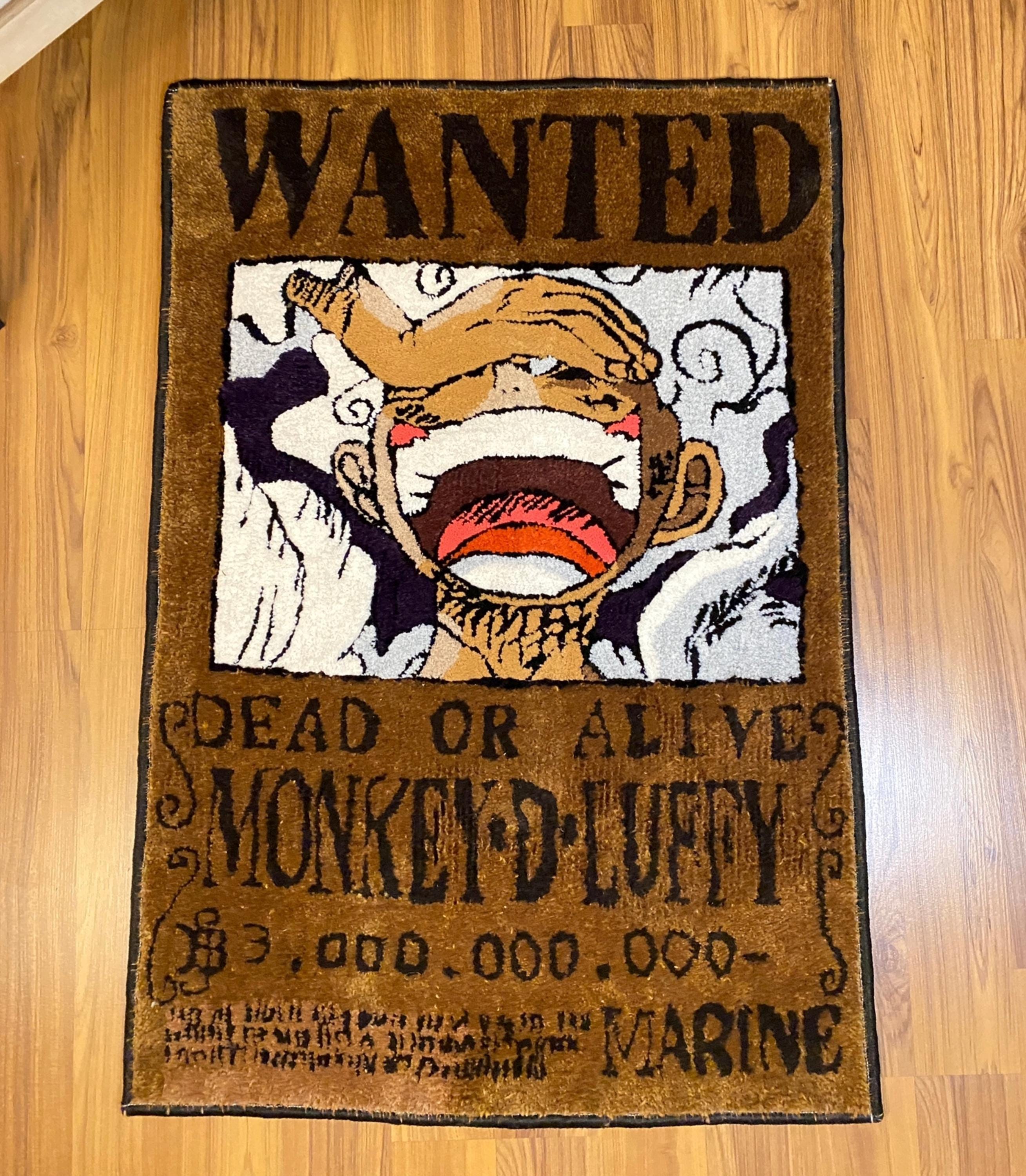 One Piece Rug: Monkey D. Luffy Wanted Poster, Anime Decor - Etsy