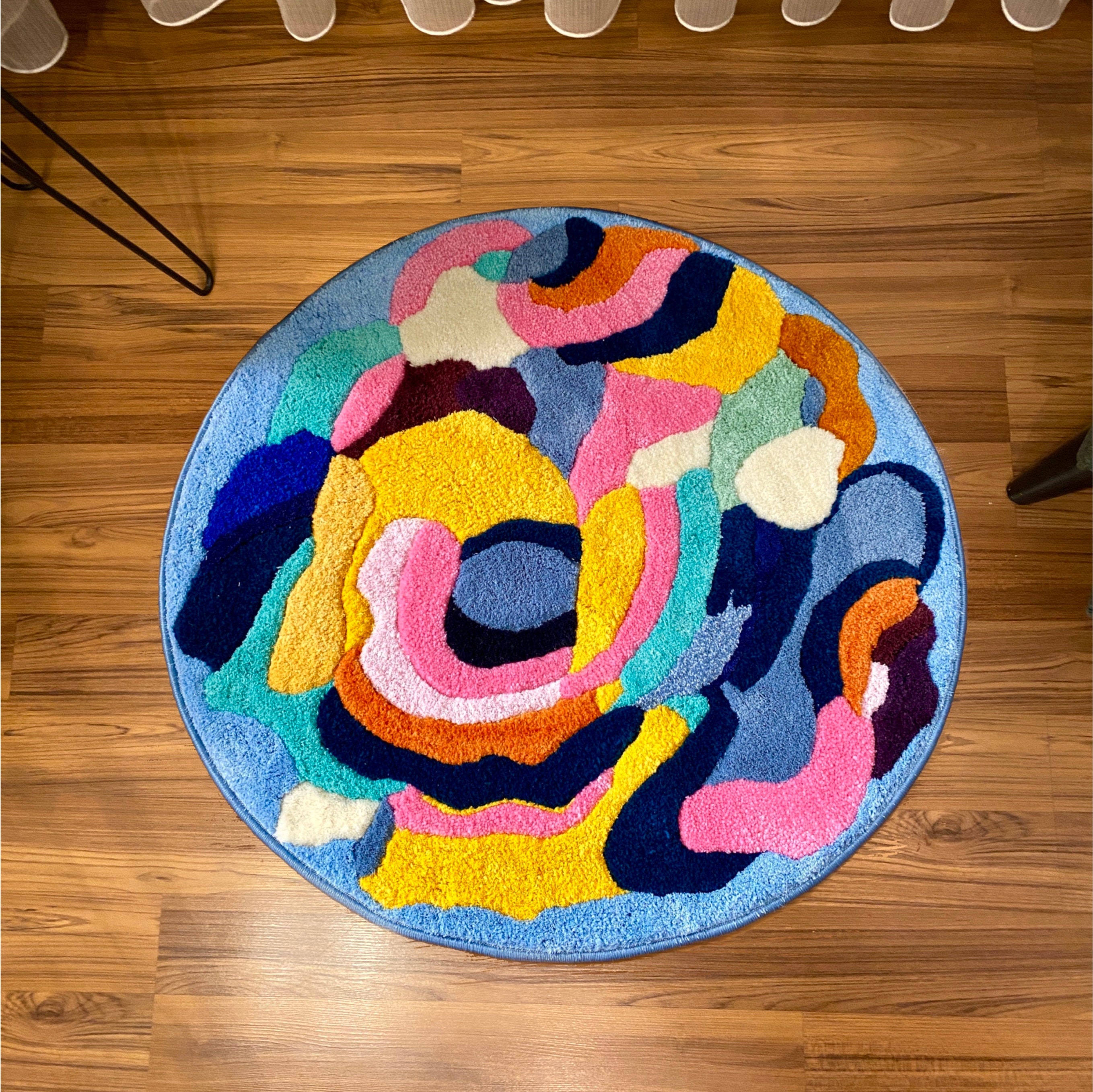 Joy of Harmony Rug, Handmade Colorful Rug, Modern Circle Rug, Tufted