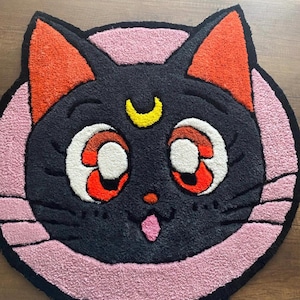 Sailor Moon Tufted Rug, Luna cat, Luna Cat Rug,Anime Rug,Gift for Anime Lovers,Cartoon Rugs,Japanese Anime Rug, Birthday Gift,Fluffy Carpet