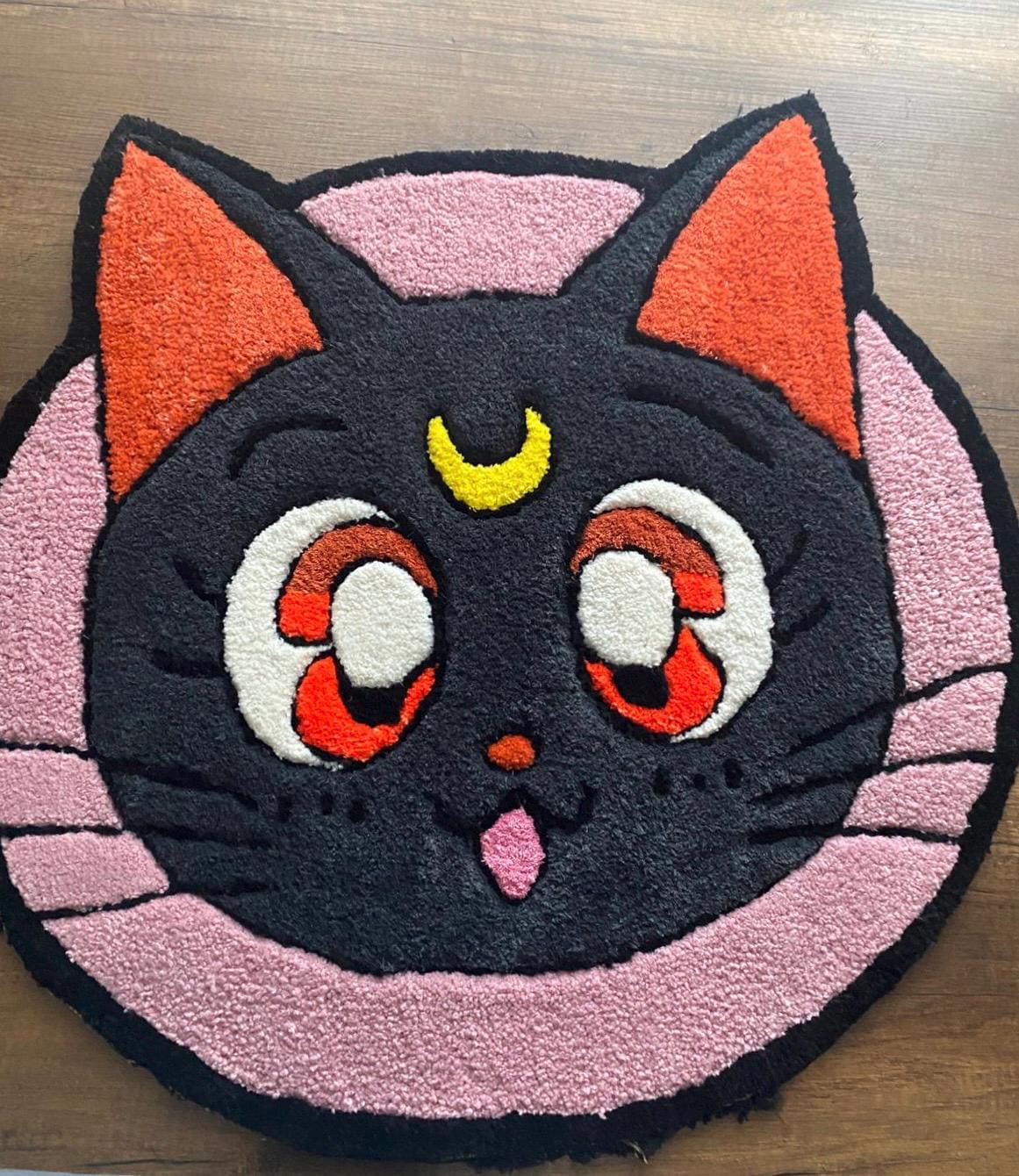 Sailor Moon Tufted Rug, Luna cat, Luna Cat Rug,Anime Rug,Gift for Anime Lovers,Cartoon Rugs,Japanese Anime Rug, Birthday Gift,Fluffy Carpet