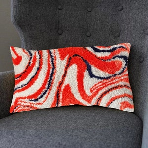 ORANGE  Pillow, Throw Pillow, Geotmetric Punch Needle Pillow, 30x50 cm Tufted Pillow, Decorative Pillow, Orange Pillow Cover,  Floor Pillow