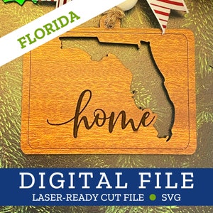 FLORIDA State Home Ornament, SVG digitale Datei für Laser, Glowforge, Silhouette, Cricuit, Christmas Craft Fair Bestseller