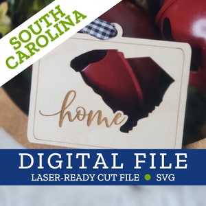 SOUTH CAROLINA State Home Ornament, SVG digitale Datei für Laser, Glowforge, Silhouette, Cricuit, Christmas Craft Fair Bestseller