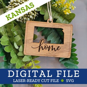 KANSAS, KS, State Home Ornament, SVG digitale Datei für Laser, Glowforge, Silhouette, Cricut, Christmas Craft Fair Bestseller