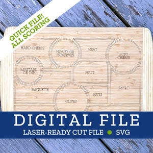 Charcuterie Map SVG ALL SCORE Digitale Datei für Schneidebretter Quick Laser für Craft Shows