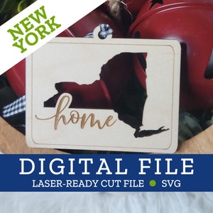 NEW YORK State Home Ornament, SVG digitale Datei für Laser, Glowforge, Silhouette, Cricuit, Christmas Craft Fair Bestseller