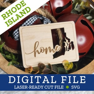 Rhode Island, RI, State Home Ornament, SVG digitale Datei für Laser, Glowforge, Silhouette, Cricuit, Christmas Craft Fair Bestseller