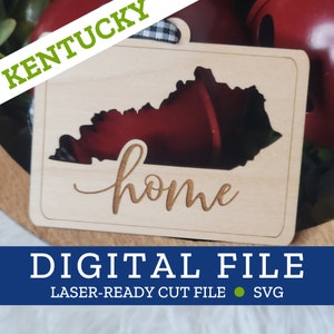 KENTUCKY State Home Ornament, SVG digitale Datei für Laser, Glowforge, Silhouette, Cricuit, Christmas Craft Fair Bestseller