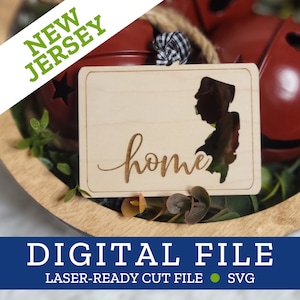 New Jersey, NJ, State Home Ornament, SVG digitale Datei für Laser, Glowforge, Silhouette, Cricuit, Christmas Craft Fair Bestseller