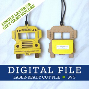 Schulbus Fahrer Geschenk Kartenhalter Ornament SVG digitale Datei für Laser, Glowforge, Silhouette, Cricuit, Weihnachtsbaum Fair Bestseller