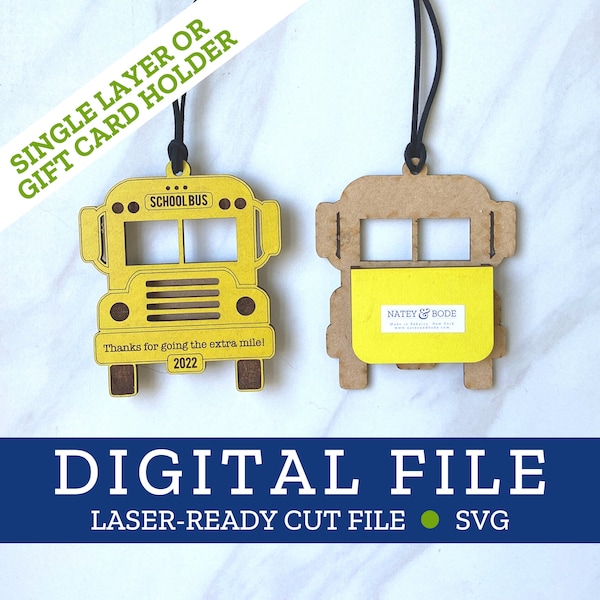 School Bus Driver Gift Card Holder Ornament SVG digital file for laser, Glowforge, Silhouette, Cricuit, Christmas Craft Fair Bestseller