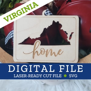 VIRGINIA State Home Ornament, SVG digitale Datei für Laser, Glowforge, Silhouette, Cricuit, Christmas Craft Fair Bestseller