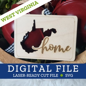 WEST VIRGINIA State Home Ornament, SVG digitale Datei für Laser, Glowforge, Silhouette, Cricuit, Christmas Craft Fair Bestseller