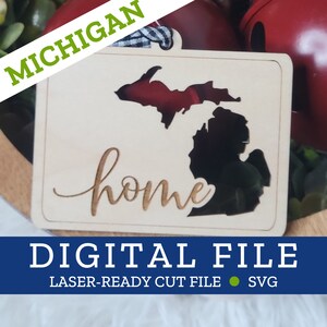 MICHIGAN State Home Ornament, SVG digitale Datei für Laser, Glowforge, Silhouette, Cricuit, Christmas Craft Fair Bestseller