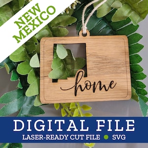 New Mexico, NM, State Home Ornament, SVG digitale Datei für Laser, Glowforge, Silhouette, Cricuit, Christmas Craft Fair Bestseller