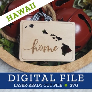 HAWAII, HI, State Home Ornament, SVG digitale Datei für Laser, Glowforge, Silhouette, Cricuit, Christmas Craft Fair Bestseller