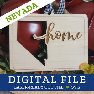 NEVADA, NV, State Home Ornament, SVG digitale Datei für Laser, Glowforge, Silhouette, Cricuit, Christmas Craft Fair Bestseller