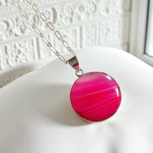 Pink Agate Pendants, 925 Sterling Silver Pendant, Pendant Necklace, Elegant Silver Pendant, Gemstone Pendant, Boho Pendant, Gift for her,