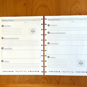 Páginas de proyectos de costura: Repuesto de disco para diario de manualidades