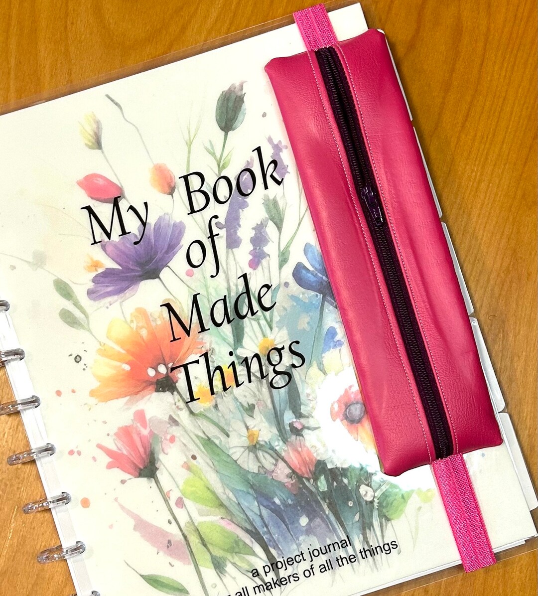 Pen/pencil Zippered Pouch With Elastic Band for Holding on Planners