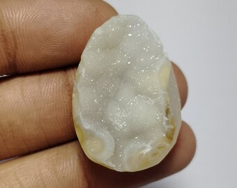 Chalcedony ring Druzy Gemstone,Good Quality Chalcedony Handmade Cabochon Druzy,loose stone semi precious Chalcedony healing. 45 Ct. 31X22 MM