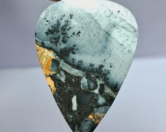 Rare Maligano Jasper Cabochon: Dendritic Gemstone, Handmade Jewelry Stone (41x29mm, 64 Cts.)