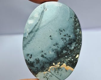 Rare Maligano Jasper Cabochon: Dendritic Gemstone for Jewelry Making (37x26mm, 54 Cts.)