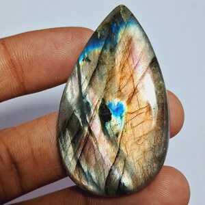 Multi color Labradorite Cabochon,Labradorite loose gemstone semi precious Labradorite Gemstone for jewelry & healing.  65 Carat. 48X28 MM