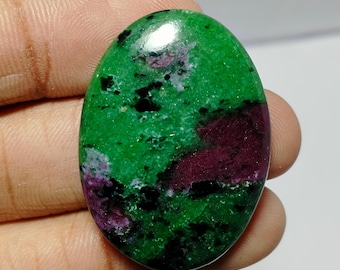 Ruby zoisite Cabochon: Natural Ruby Gemstone Pendant  61 Carat,  36X26 MM)