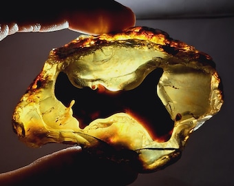 Ziege in rohem Bernstein Edelstein Cabochon, Golden Transparent Amber lose Edelstein halb kostbaren Goldenen Bernstein für die Heilung Verwenden.  234 Karat. 76x52 MM