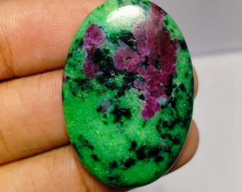 Ruby zoisite Cabochon: Natural Ruby Gemstone Pendant  (64 Carat,  38X26 MM)