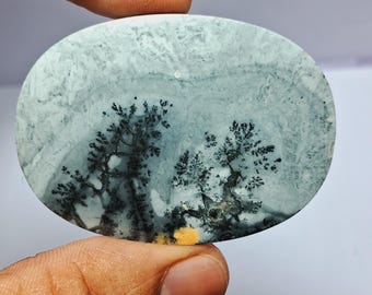 Rare Maligano Jasper Cabochon: Dendritic Gemstone, 143 Carats (53x38mm)