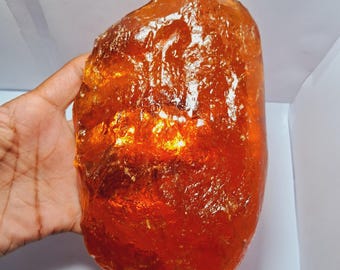 Seltener + großer roher Bernsteinstein, Bernstein-Edelstein, Cabochon, Bernsteinstein-Halbedelstein-goldener Bernstein für die Heilung. 3690 Ct. 182X112X58 MM