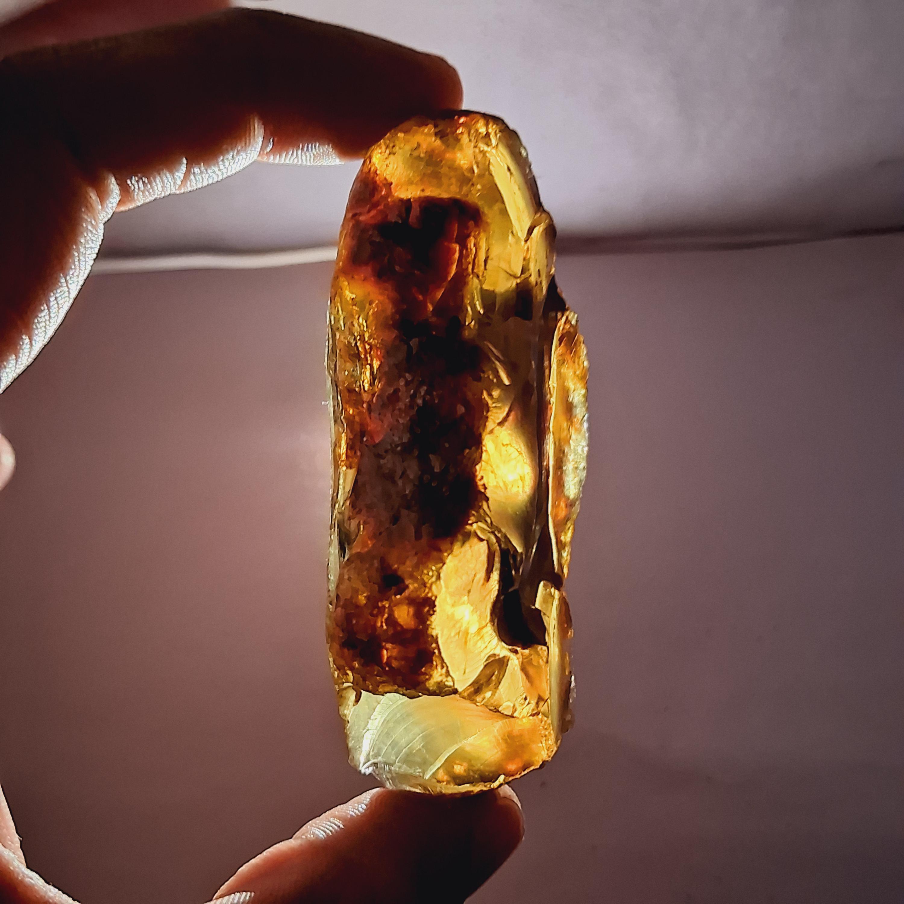 原石ゴールデンアンバー宝石カボション：ヒーリングクリスタル（234