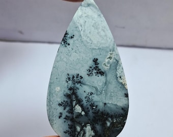Rare Maligano Jasper Cabochon: Dendritic Gemstone for Jewelry Making (62X34 MM, 99 Cts)