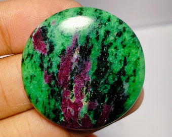 Ruby zoisite Cabochon: Natural Ruby Gemstone Pendant  (81 Carat,  35X35 MM)