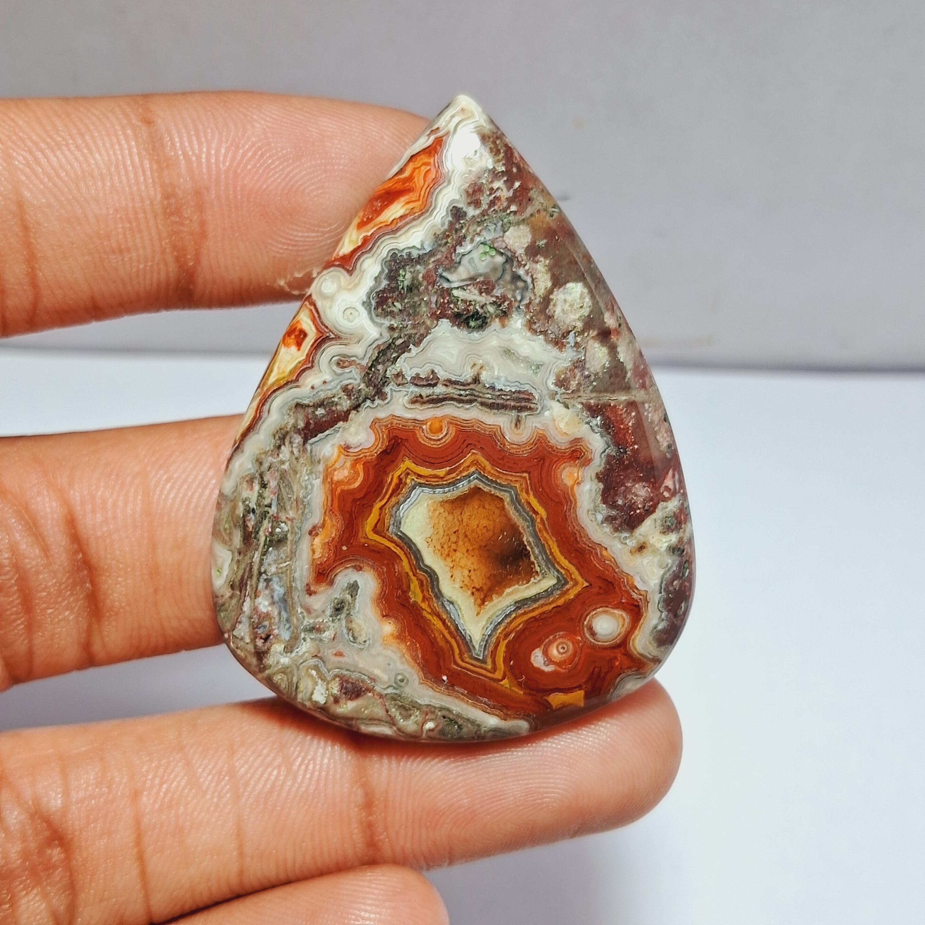 Crazy Lace Agate Cabochon: Semi Precious Loose Stone (48X36 MM, 83