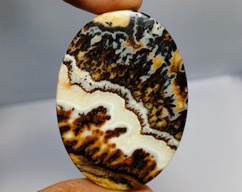 Graphic Jasper Cabochon, Jasper Handmade Gemstone (94 Carat,  47X37 MM)
