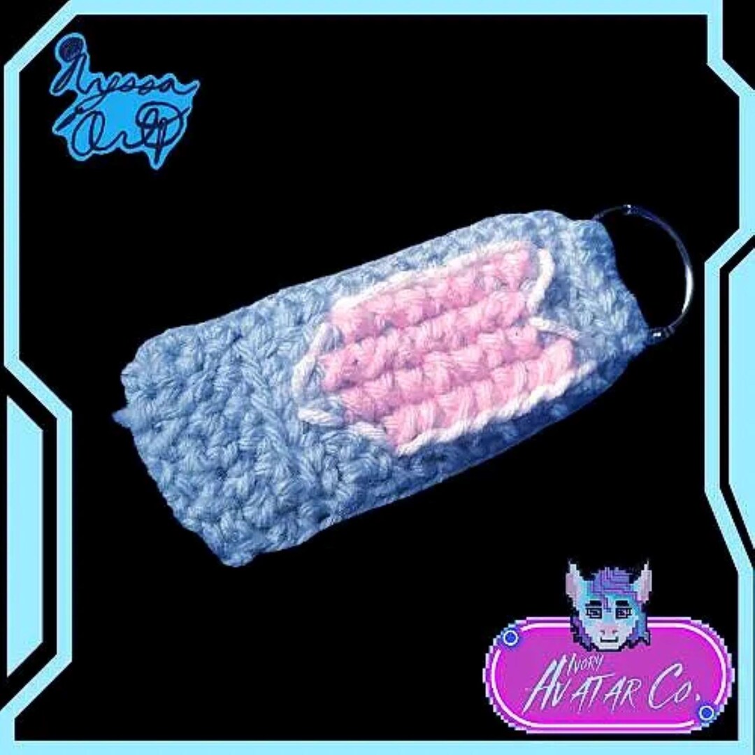 Ivory Keychain Ivory Keychain (crochet Sky Blue With White and Pink Embroidery) - Etsy