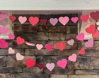 Paper Heart Garland | Valentine’s Day Garland | Valentine’s Day Decor | Wedding Garland | Bridal Shower Garland