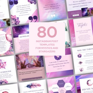 Tarot Reader Instagram Post Vorlagen, Astrologie Enthusiast, spirituell, Template Bundle, Canva Astrologie Lesevorlage, Pink Lila