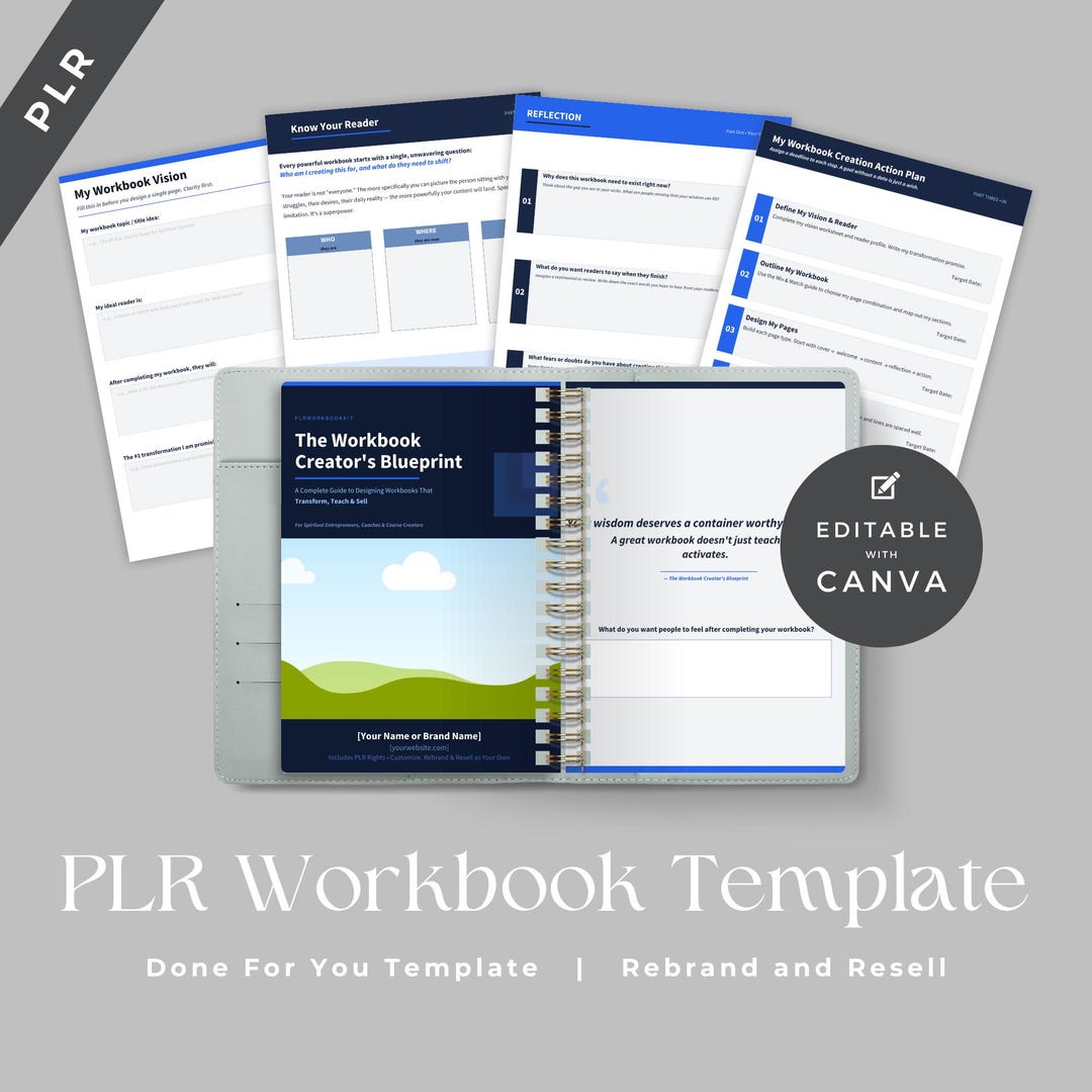 PLR Workbook Creator's Blueprint Canva Template, Design Guide ...